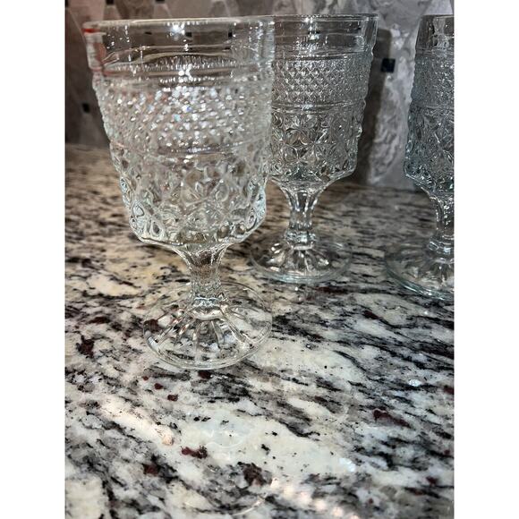 Anchor Hocking Wexford Wine Juice Goblets 5 3/8" Clear Glass Set of 4 Vintage - Picture 3 of 5